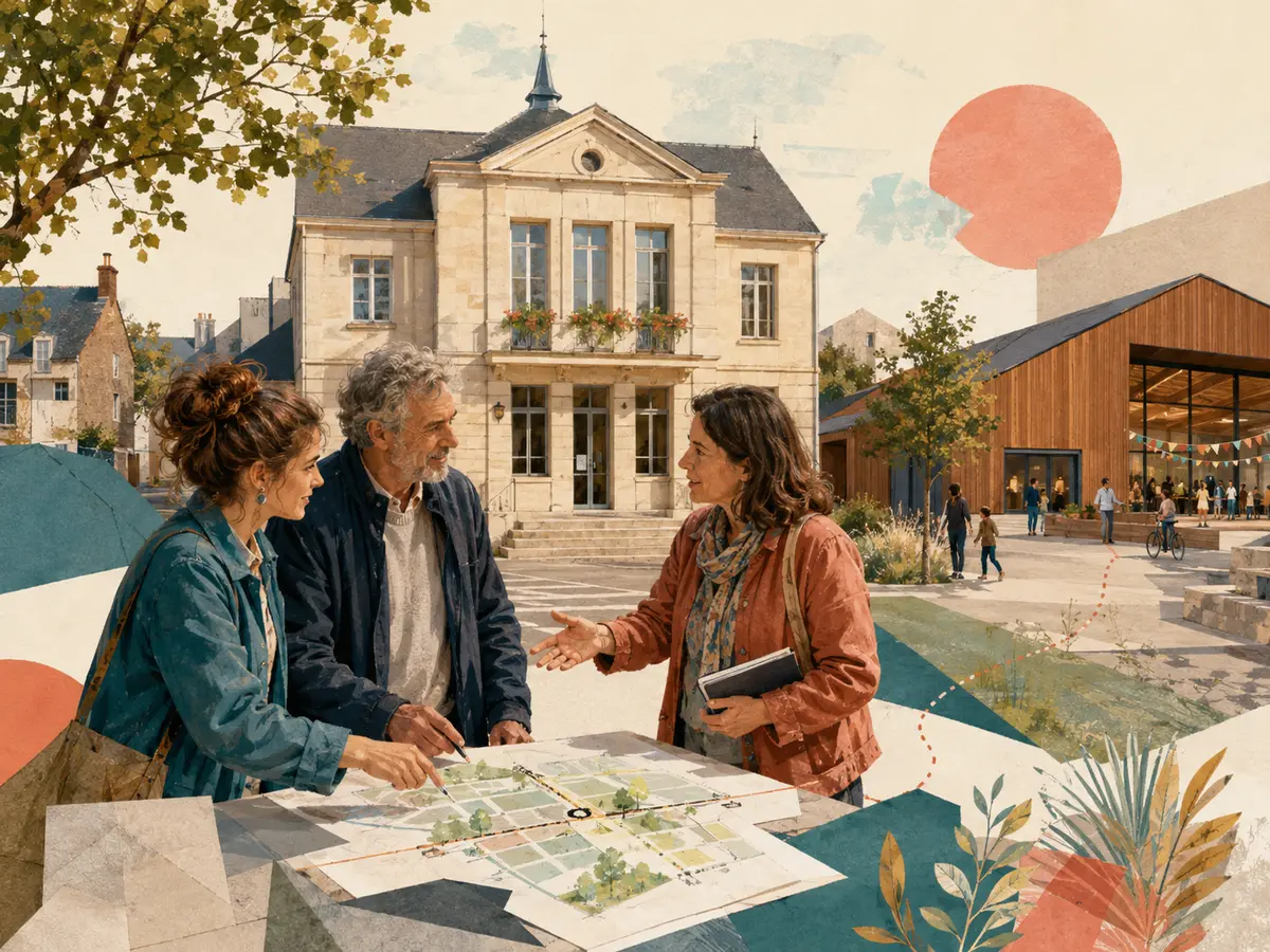 Illustration éditoriale d’une collectivité soutenant une action locale